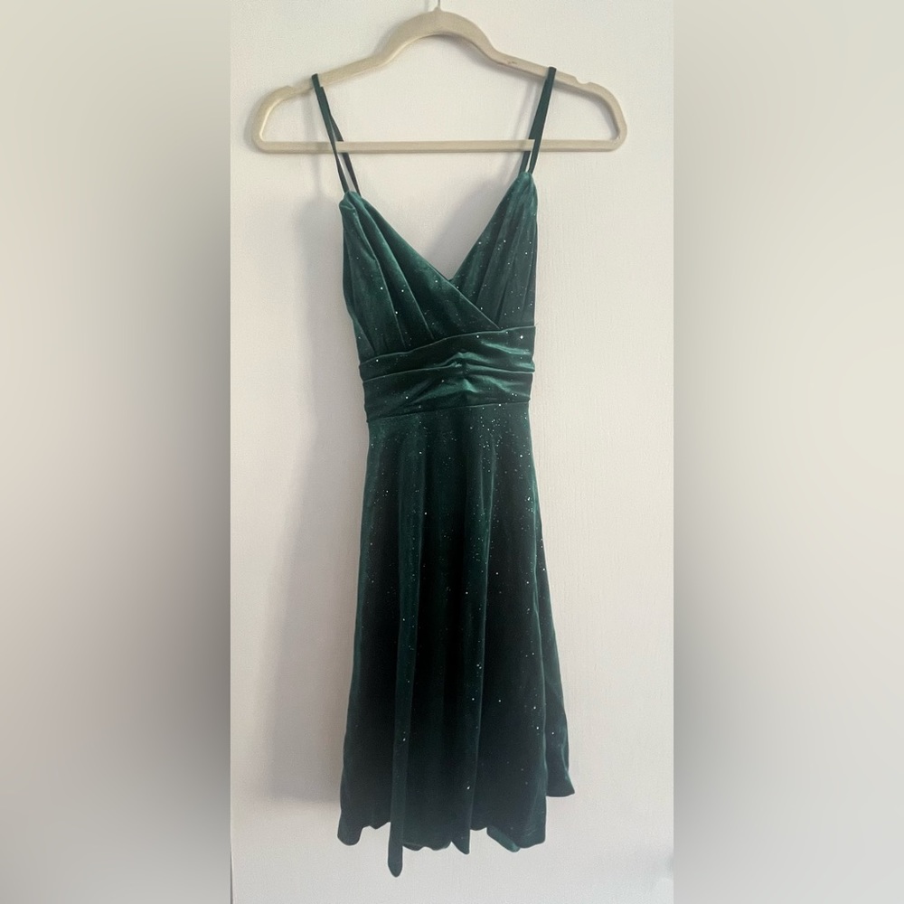 Dark Evergreen & Silver Midi Dress